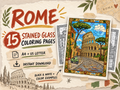 Rome Stained Glass Coloring Pages – 15 Designs | Printable PDF