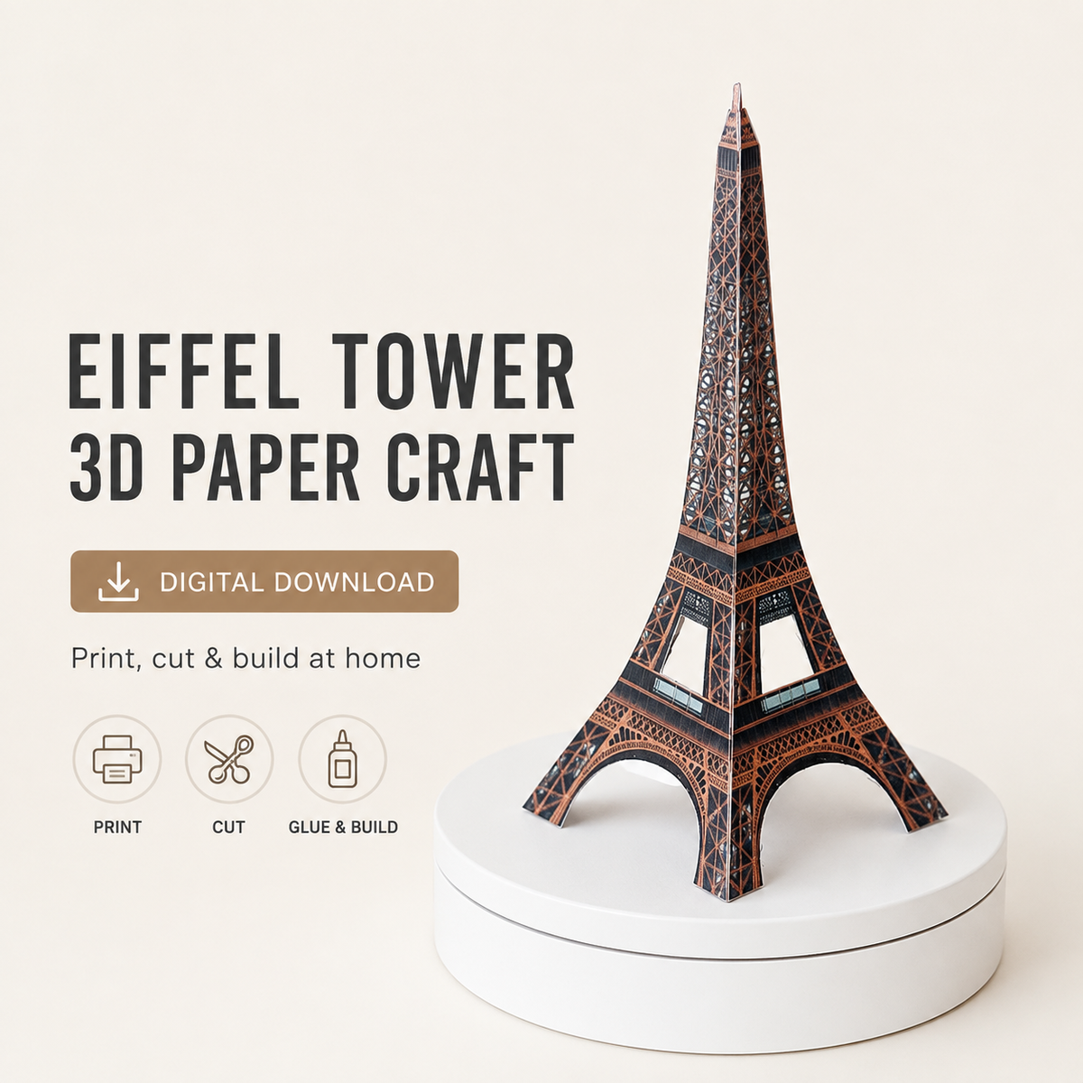 Eiffel Tower Paper Model - Printable PDF
