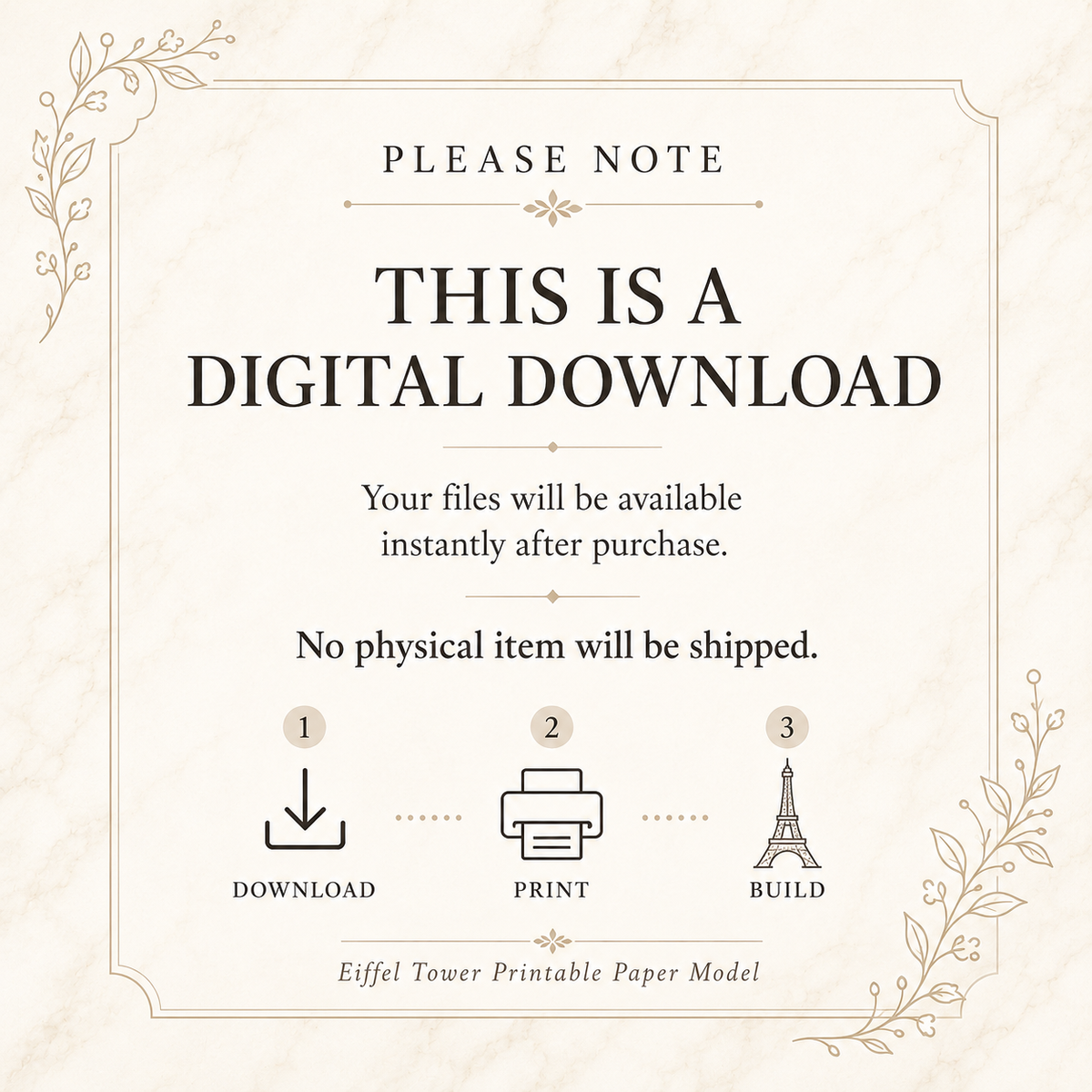 Eiffel Tower Paper Model - Printable PDF