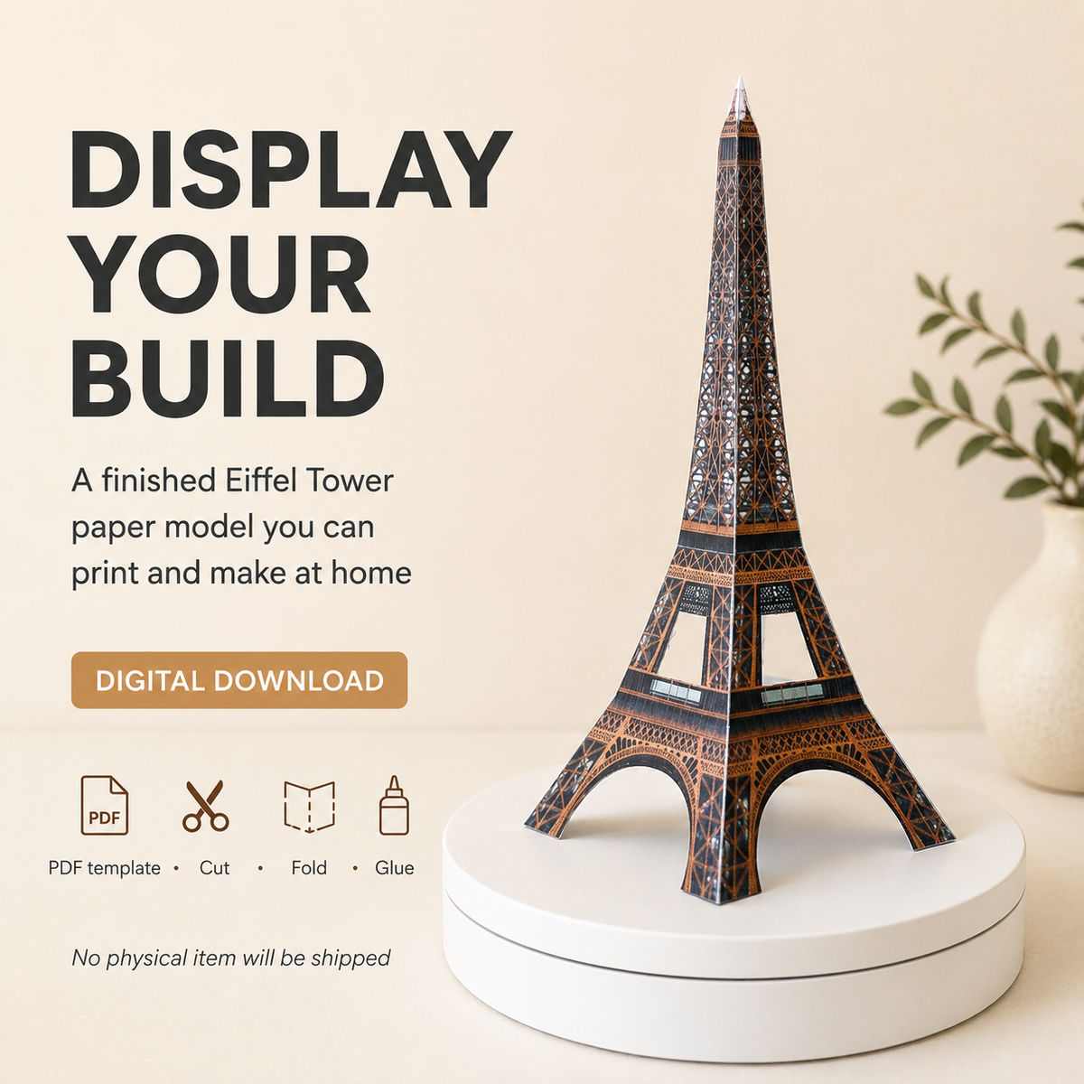 Eiffel Tower Paper Model - Printable PDF