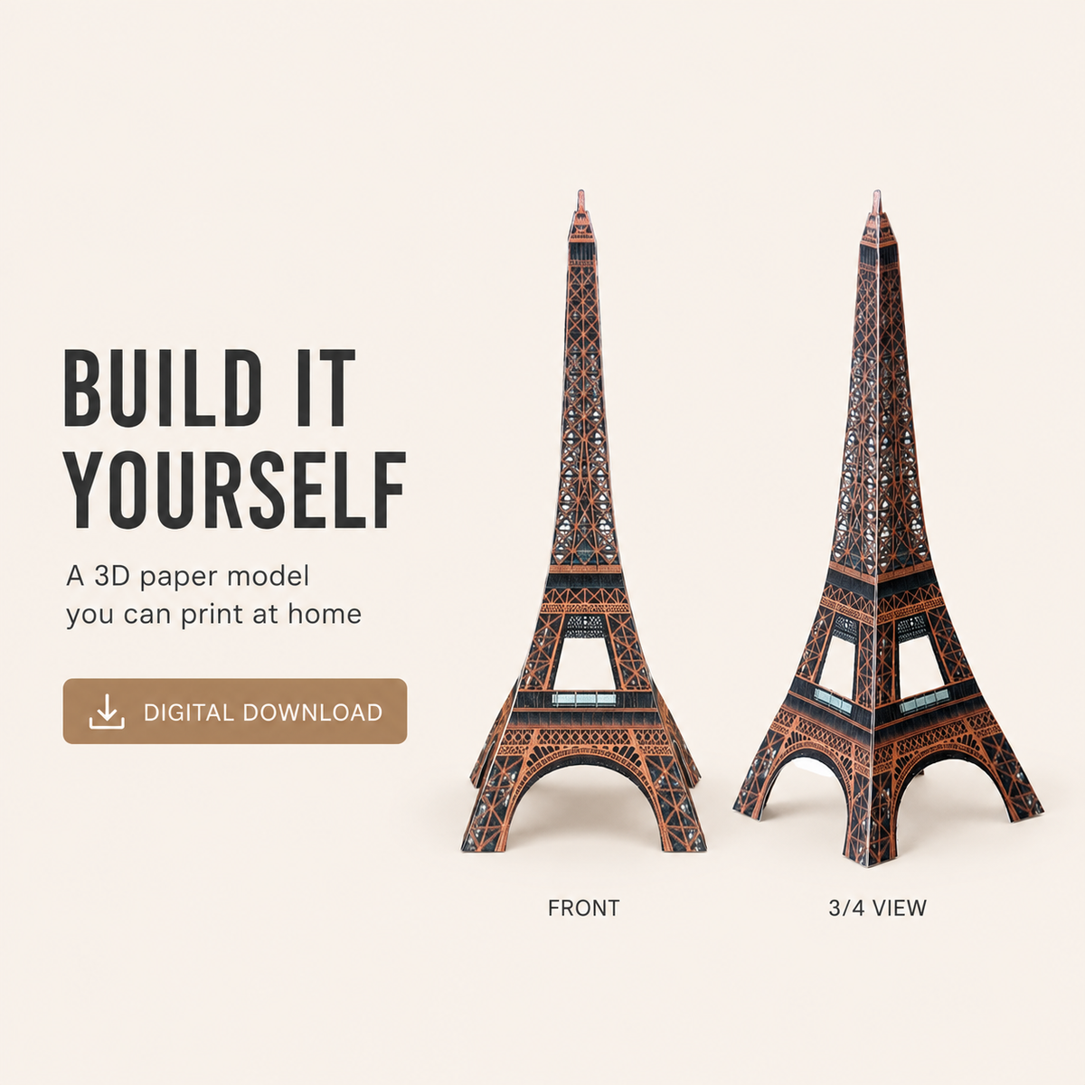 Eiffel Tower Paper Model - Printable PDF