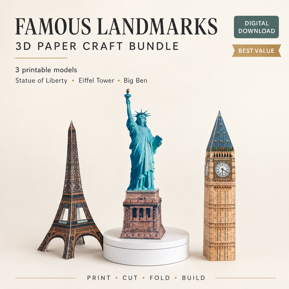 Famous Landmarks Bundle — 3 Printable Models