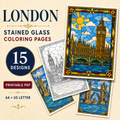 London Stained Glass Coloring Pages – 15 Designs | Printable PDF