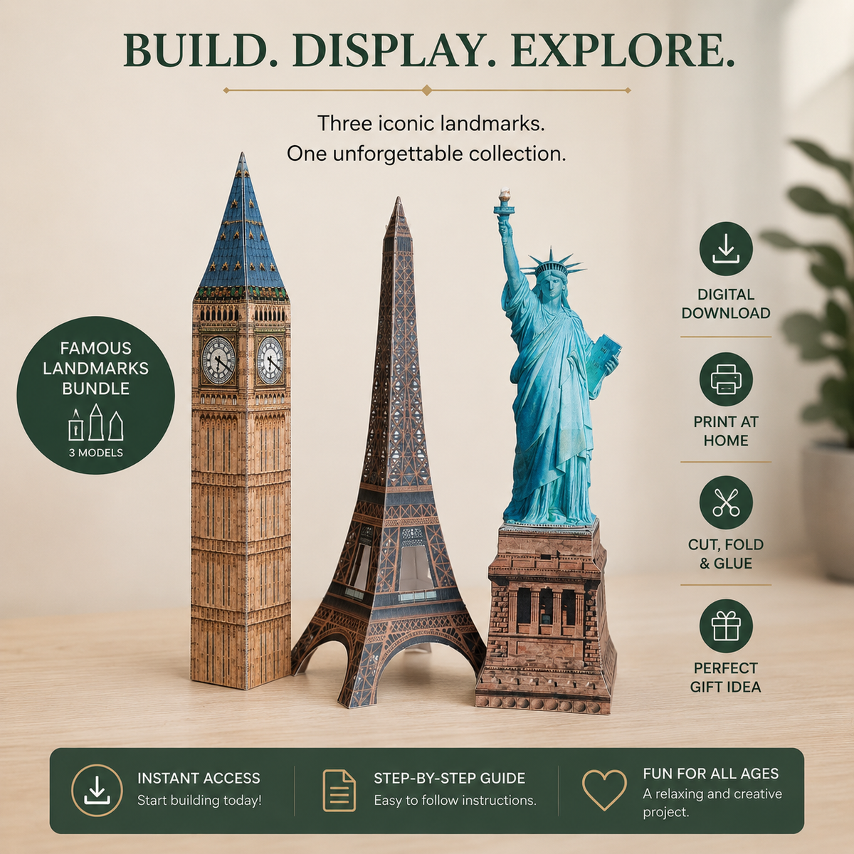 Famous Landmarks Bundle — 3 Printable Models