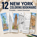 New York Coloring Bookmarks – 12 Designs | Printable PDF