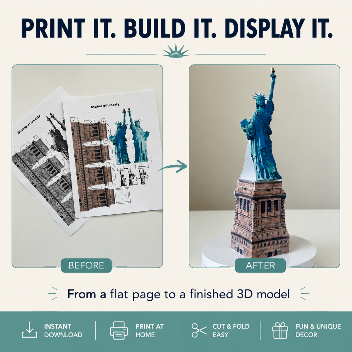 Statue of Liberty Paper Model - Printable PDF