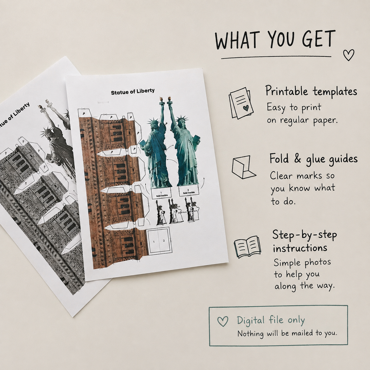 Statue of Liberty Paper Model - Printable PDF